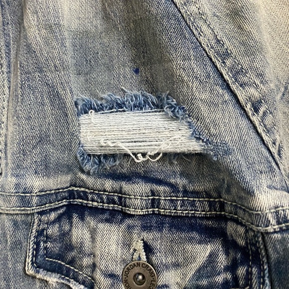 Jordan Craig Legacy Edition Men Large Distressed Jean Jacket Neon Sleeves - Picture 3 of 9